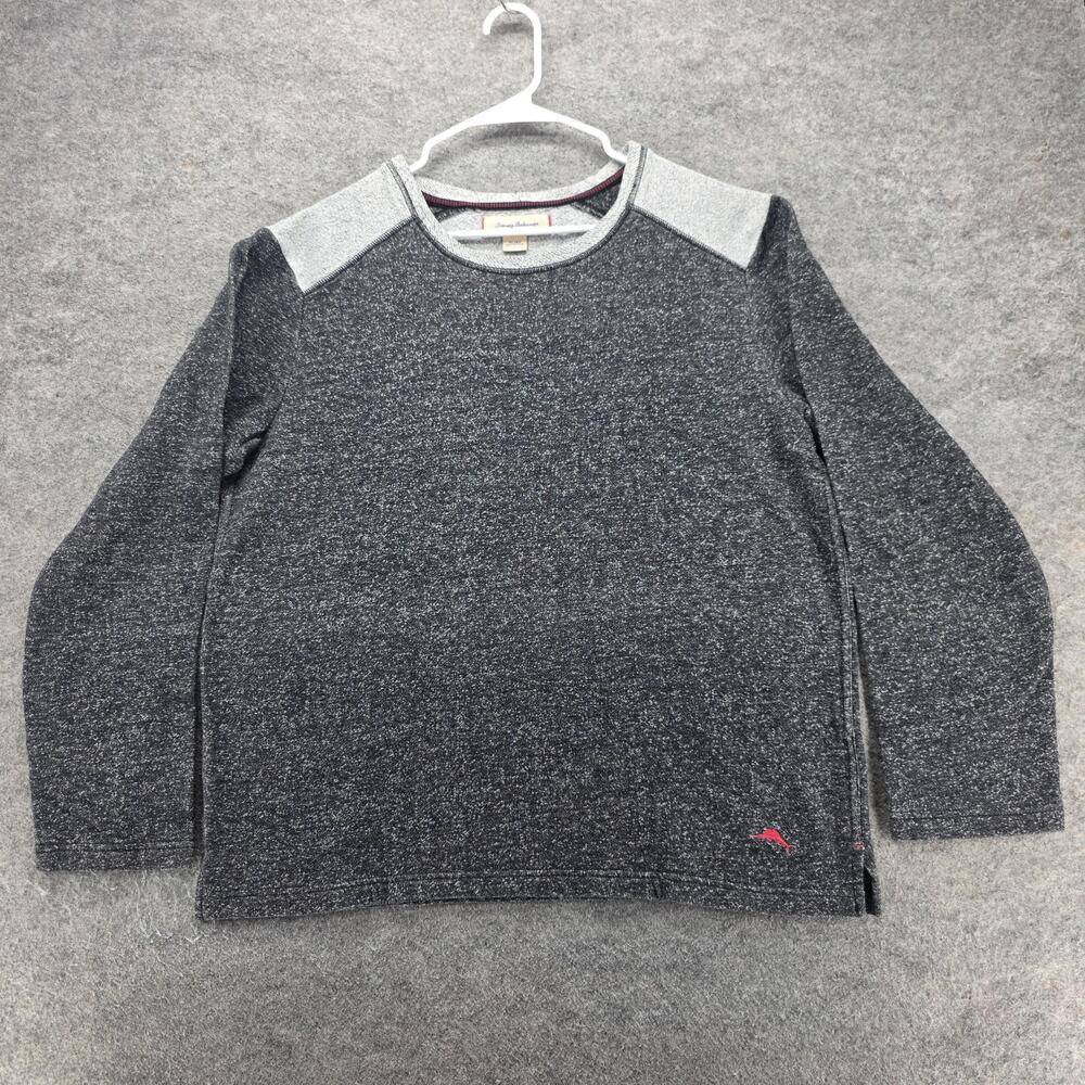 Tommy Bahama Sweater Mens XL Gray Crew Neck Pullover Lightweight Cotton